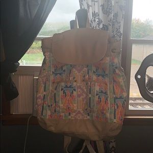 Faux leather accent backpack